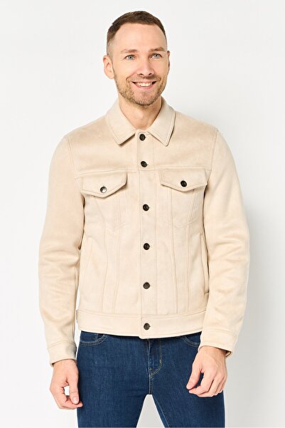 CELIO Men Solid Long Sleeve Jacket, Beige