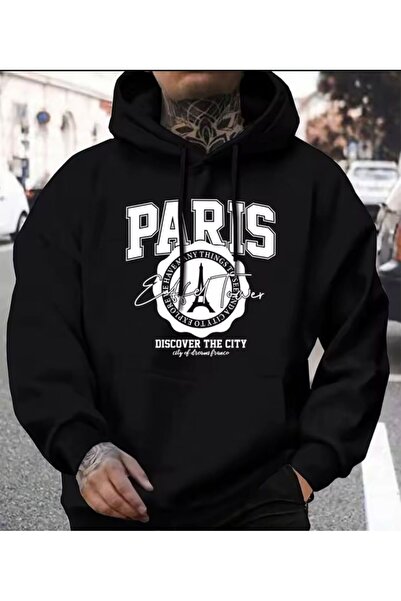 LELVANİ سويت شيرت باريس مطبوع قصة فضفاضة للجنسين