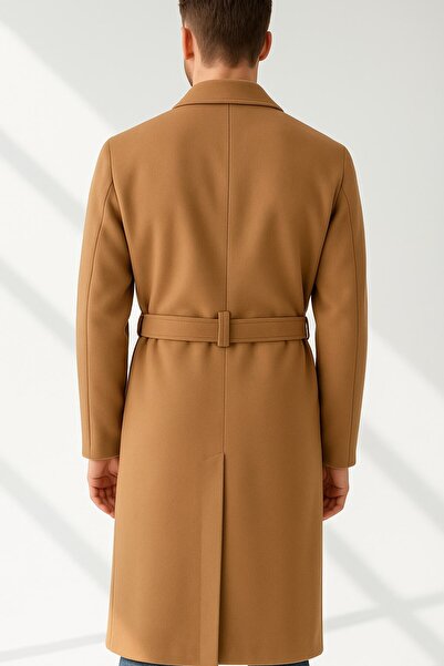 Plus Scorpion Ανδρικό μακρύ παλτό – Χειμερινό, με ζώνη, κομψό μοντέρνο σχέδιο