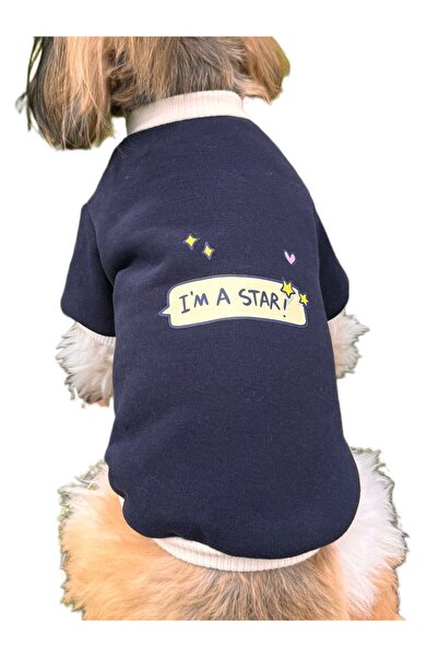 For a Fur Dog Sweat Sweater Hoodie Navy Blue I'M Star Printed