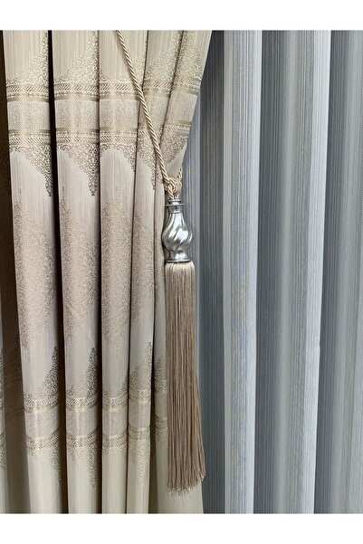 evemoda2021 Modern Sarım 4 Toplu Braçol Kornişe Takmatik Ipli Tavan Perde Aksesuarı