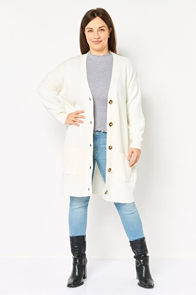 Phase Eight Women V Neck Knitted Cardigan, White