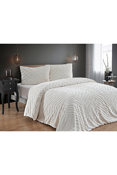 Bikaya Home Diamond 3 Piece Zebra Fur Comforter Quilt Set - 220X240 cm - with Original Bag
