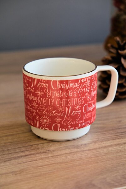 tabakevi Tabak Evi Porcelain Christmas Stacked Mug Gold Gilded 250Cc