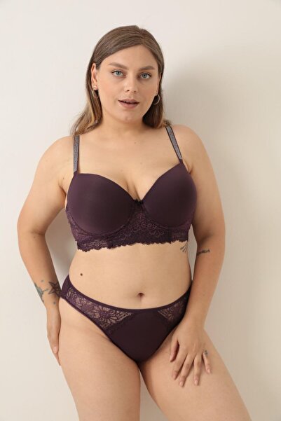 Love Angels Set de lenjerie intimă de mărime mare cu detalii din dantelă