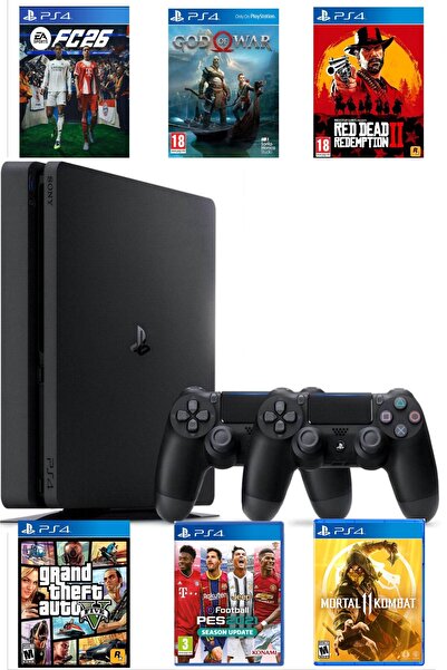 Sony Playstation 4 Slim 500 GB Yenilenmiş Cihaz + 2. Ps4 Kol + 11 Dijital Oyu...