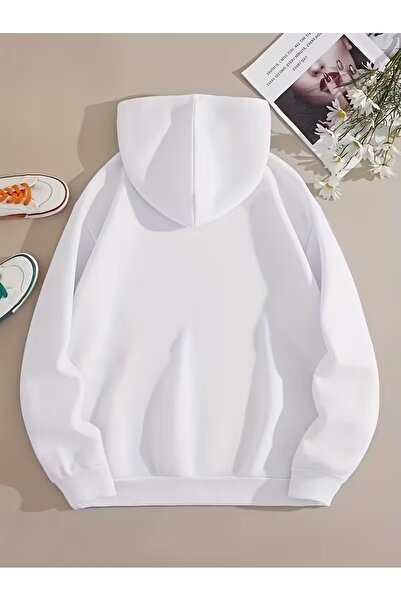 LAYORA Cartoon Cats Printed Kangaroo Pocket Hooded Sweatshirt,