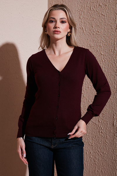 Fashion Friends Regular Fit V Neck Buttoned Cardigan Cardigan 25K0781K1