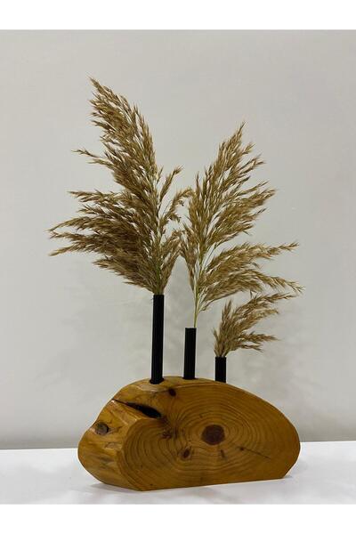 HG WoodArt Dekoratif Doğal Ahşap Mini Vazo