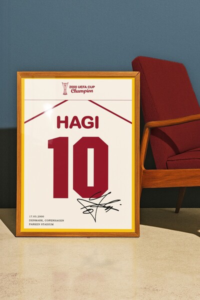 Base Concept Hagi 10 Numara 2000 UEFA Cup Champion İmzalı Tablo Poster (Çerçe...