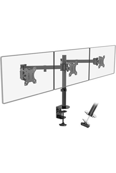 PUTORSEN Triple Adjustable Desk Monitor Mount 13-27 inch, 360° Rotation, VESA 75x75/100x100