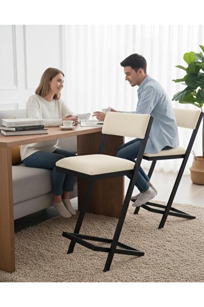 Kırlenta EMSA 65 CM 2 ADET KREM BAR SANDALYESİ MUTFAK SANDALYESİ BAR MASASI S...