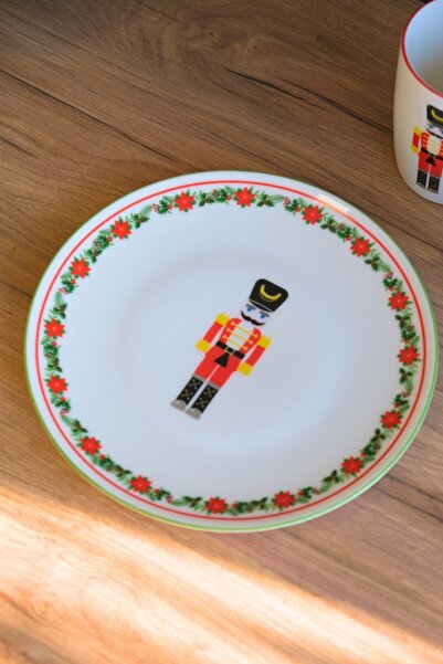 tabakevi Tabak Evi Porcelain Lead Soldier Cake Plate with Green Net 20,50cm