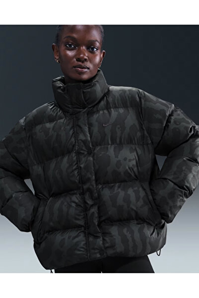 Nike Women's Coat Therma-Fit Synthetic Metro Street Puffer Women's Coat Black Leopard