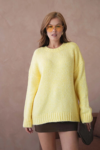 Park Karon Women's Crew Neck Soft Textured Oversized Knitwear Sweater 3032