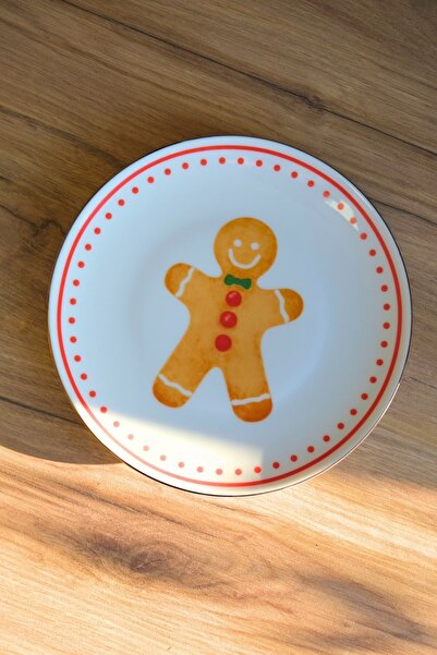 tabakevi Plate House Porcelain Cookie Man Cake Plate Gold Gilded 20,50cm