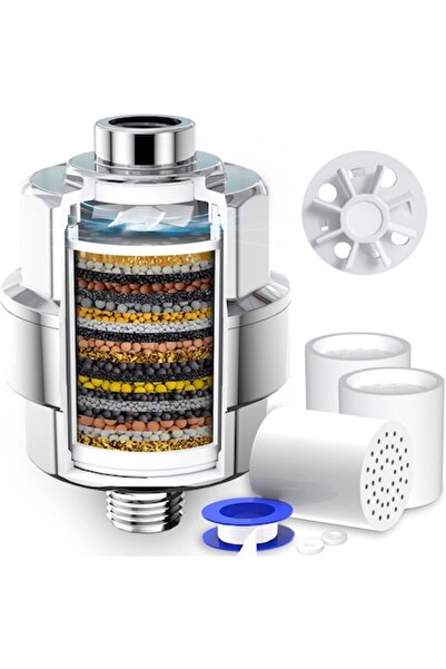 Rainsworth Shower water filter - 20-stage, vitamin C, for hard water, removes chlorine, 2 replaceable cartridge