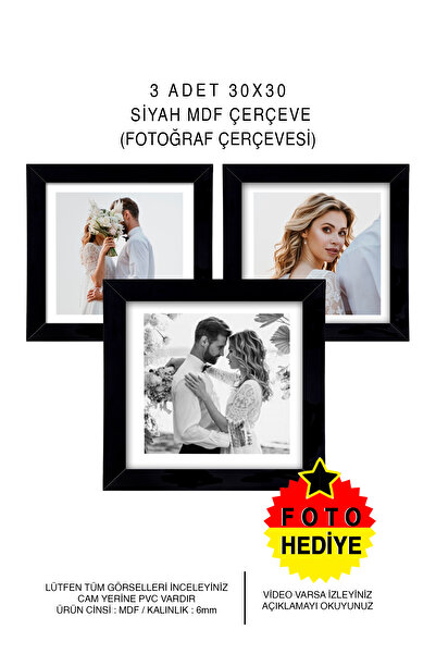 Me you 3 Adet 30x30 Çerçeve - Mdf Çerçeve - Fotoğraf Çerçevesi - Kare Çerçeve...