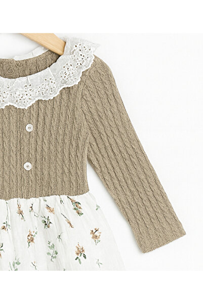 Carmin Baby Floral Patterned Crew Neck Baby Girl Dress