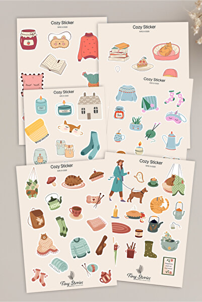 tinystoriestr مجموعة ملصقات ذات طابع مريح - 6 قطع / مفكرة، دفتر ملاحظات، مجلة...
