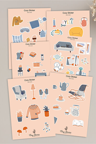 tinystoriestr مجموعة ملصقات ذات طابع مريح - 6 قطع / مفكرة، دفتر ملاحظات، مجلة...