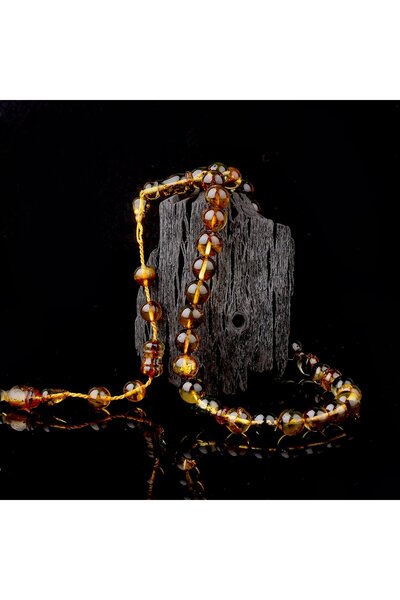 Tesbihsepetim سبحة من الكهرمان الأحفوري بنظام القطع الكروي