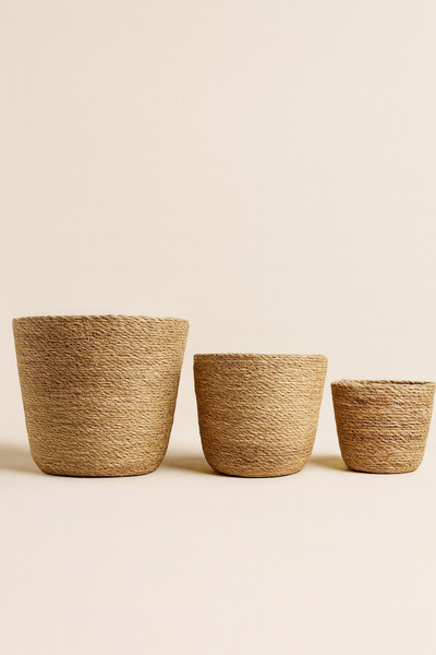 Mirilliahome Set of 3 Wicker Baskets |   Natural Jute Textured Multi-Purpose Decorative Basket