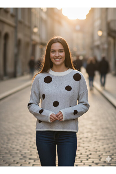 ikomteks Polka Dot Soft Women's Knit Sweater