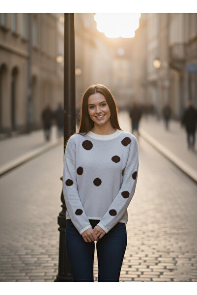ikomteks Polka Dot Soft Women's Knit Sweater
