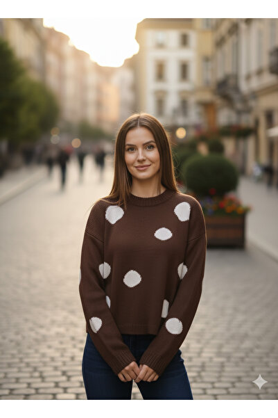 ikomteks Pulover de tricotat pentru femei, moale, cu buline