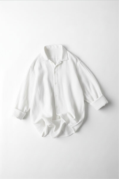 A&O Style Men's White Oversized Muslin Long Sleeve Linen Shirt