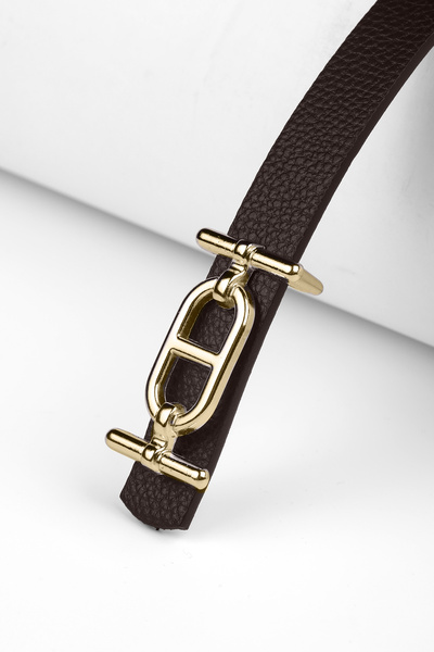 marisha Gold Tokalı Şık Acı Kahve Kadın Kemeri, Pantolon Kemeri, Gömlek Kemer...