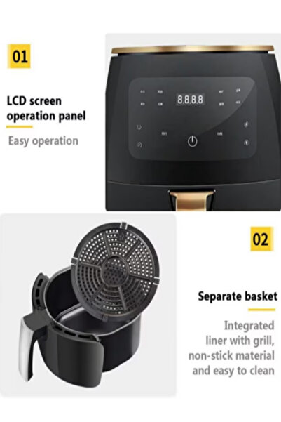 OEM 7-in-1 Air Fryer, 6L, 2400W, LED touch display, 4 programs, Air Fryer black-gold