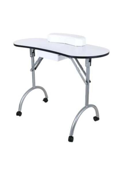 Salon System طاولة باديكير ومانيكير محمولة قابلة للطي مع مسند ذراع ودرج، لون ...