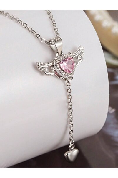 Store melek kanatlı gümüş rengi kolye