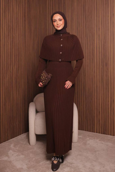 Mogi Butik Women's Tight Knitted Cape Sweater Hijab Dress Std Size 3139