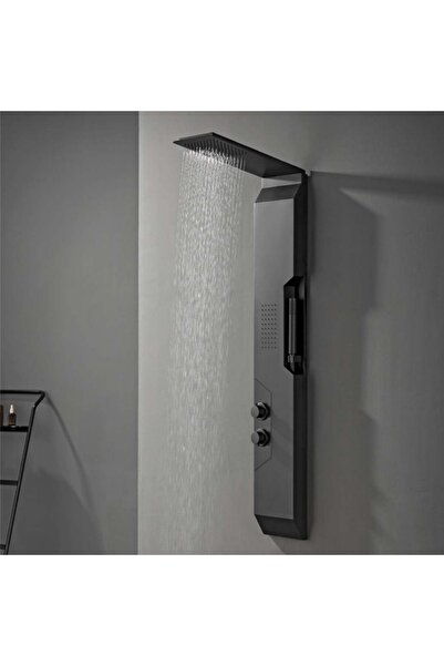 LedCorp Shark Shower Panel with Rain Effect and Massage Jets, Black