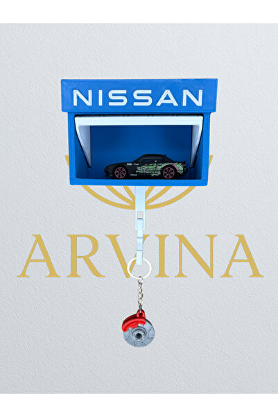 Arvina Atelier NİSSAN 3D Duvar Anahtarlık Askısı ve Mini Garaj Standı | Dekoratif Anahtar Tutucu – Arvina