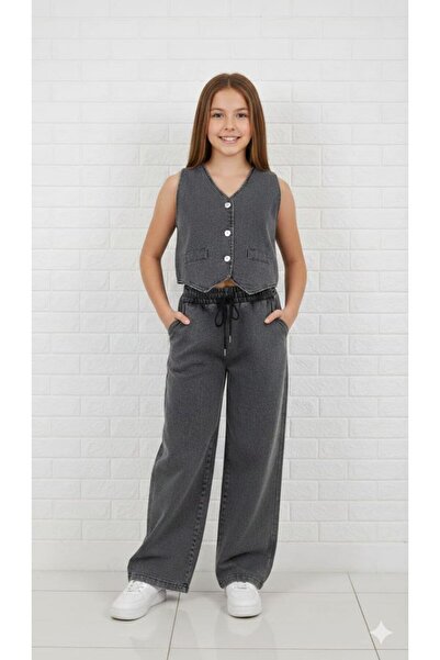 Yavrumsa Denim Vest Pants Girls' Combination