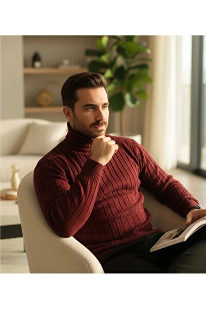 Daniel Lucci Men's Plus-Size Loose-Fit Turtleneck High-Neck Sweater