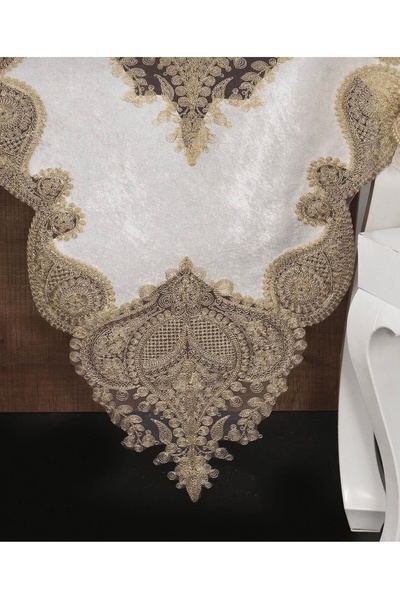 Madamca Mari̇ Velvet French Lace 5-Piece Runner Set Living Room Set Tablecloth Set