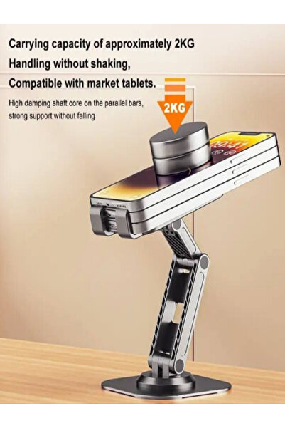 OEM Universal 360° metal phone and tablet holder — foldable, telescopic, black