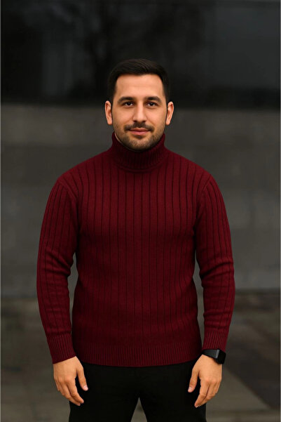 Zerenyus Men's Turtleneck Knitted Sweater Cotton Thick Corded Fabric Woven, Regular Fit Long Sleeve Winter m