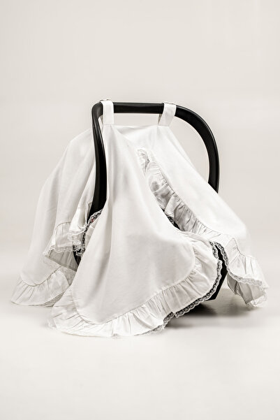 Bebezade Thin Lace Ruffled Cotton Satin Stroller Cover