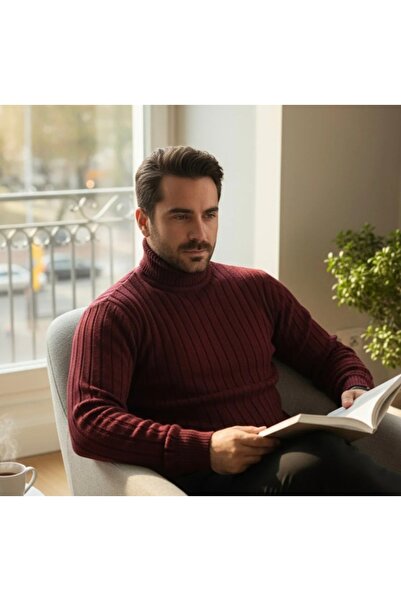 Daniel Lucci Men's Plus-Size Loose-Fit Turtleneck High-Neck Sweater