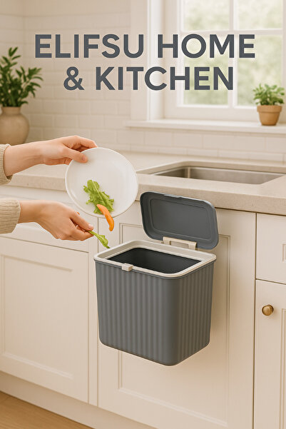 ELİFSU HOME 15 L Kitchen Countertop and Cabinet Hanging Trash Can