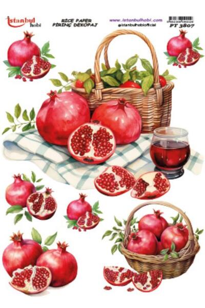 İstanbul Hobi ورق ديكور نحاسي 30×42 سم PT-3807 سلة الرمان