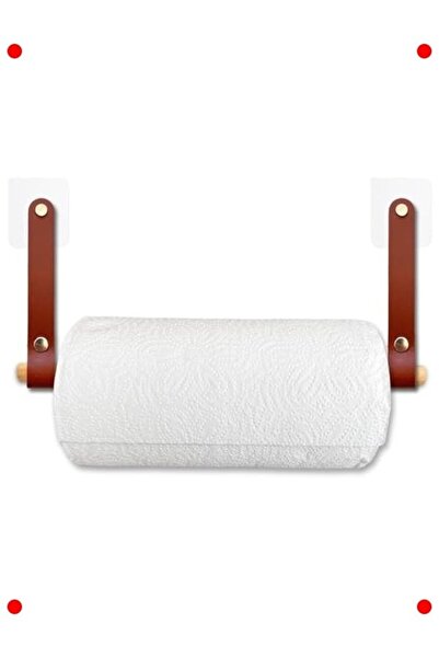 ulupazarlama Adhesive Wooden Leather Toilet Paper Holder