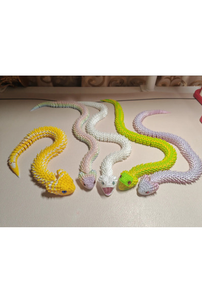 3D Atölyem 3D Baskı Esnek Hareketli Yılan Figürü – Realistik Oyuncak ve Dekor Modeli