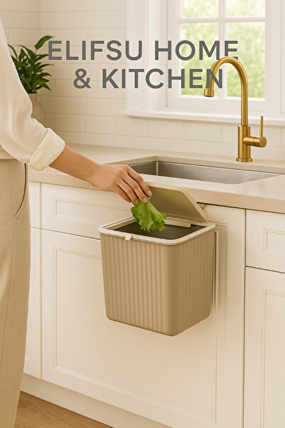 ELİFSU HOME 15 L Kitchen Countertop and Cabinet Hanging Trash Can